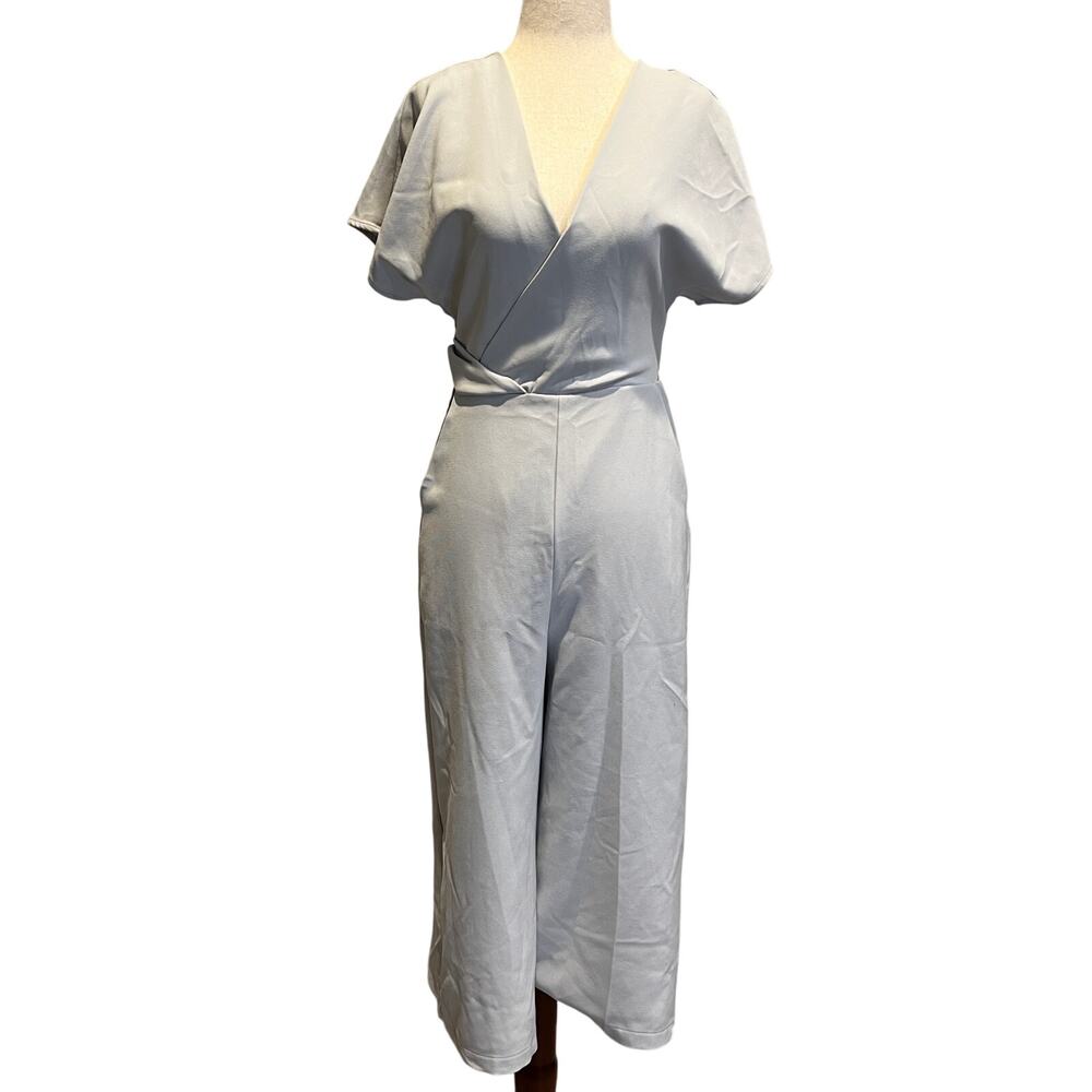 LEITH Women's Surplice Wide Leg Crop Jumpsuit Size XS In Light Gray
